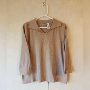 Liz Claiborne Pullover Sweater Quarter Length Sleeve Casual Cotton Sweater